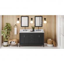 Jeffrey Alexander VN2THE-60-BK-NT - 60'' Black Theodora Vanity, double bowl