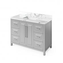 Jeffrey Alexander VKITCAD48GRCQR - 48'' Grey Cade Vanity, Calacatta Vienna Quartz Vanity Top, undermount rectangle bowl