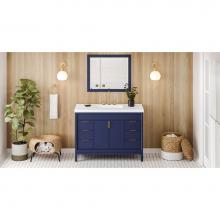 Jeffrey Alexander VKITTHE48BLLAR - 48'' Hale Blue Theodora Vanity, Lavante Cultured Marble Vessel Vanity Top, Integrated Re