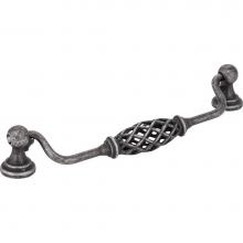 Jeffrey Alexander 749-160SIM - 160 mm Center-to-Center Distressed Antique Silver Birdcage Tuscany Drop and Ring Pull