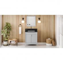 Jeffrey Alexander VKITTHE30GRBGR - 30'' Grey Theodora Vanity, Black Granite Vanity Top, Undermount Rectangle Bowl