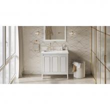 Jeffrey Alexander VKITPER36WHCQR - 36'' White Percival Vanity, Left Offset, Calacatta Vienna Quartz Vanity Top, Undermount