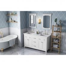 Jeffrey Alexander VKITCHA60WHWCR - 60'' White Chatham Vanity, double bowl, White Carrara Marble Vanity Top, two undermount