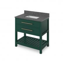 Jeffrey Alexander VKITWAV36GNBOR - 36'' Forest Green Wavecrest Vanity, Boulder Cultured Marble Vanity Top, undermount recta