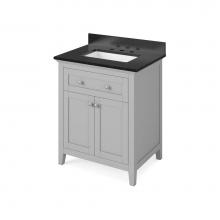 Jeffrey Alexander VKITCHA30GRBGR - 30'' Grey Chatham Vanity, Black Granite Vanity Top, undermount rectangle bowl