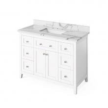 Jeffrey Alexander VKITCHA48WHCQR - 48'' White Chatham Vanity, Calacatta Vienna Quartz Vanity Top, undermount rectangle bowl