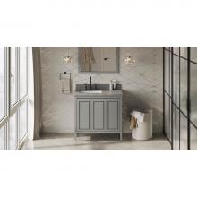 Jeffrey Alexander VKITPER36GRSGR - 36'' Grey Percival Vanity, Left Offset, Steel Grey Cultured Marble Vanity Top, Undermoun