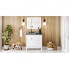 Jeffrey Alexander VKITTHE36WHSGR - 36'' White Theodora Vanity, Left Offset, Steel Grey Cultured Marble Vanity Top, Undermou