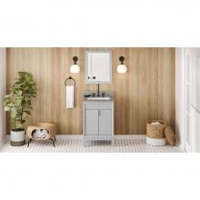 Jeffrey Alexander VKITTHE24GRSGR - 24'' Grey Theodora Vanity, Steel Grey Cultured Marble Vanity Top, Undermount Rectangle B