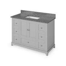 Jeffrey Alexander VKITADD48GRBOR - 48'' Grey Addington Vanity, Boulder Cultured Marble Vanity Top, undermount rectangle bow