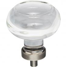 Jeffrey Alexander G120L-BNBDL - 1-3/4'' Diameter Brushed Pewter Button Glass Harlow Cabinet Knob