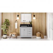 Jeffrey Alexander VKITTHE36GRBGR - 36'' Grey Theodora Vanity, Left Offset, Black Granite Vanity Top, Undermount Rectangle B