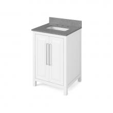 Jeffrey Alexander VKITCAD24WHSGR - 24'' White Cade Vanity, Steel Grey Cultured Marble Vanity Top, undermount rectangle bowl