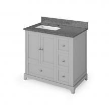 Jeffrey Alexander VKITADD36GRBOR - 36'' Grey Addington Vanity, left offset, Boulder Vanity Cultured Marble Vanity Top, unde