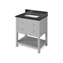 Jeffrey Alexander VKITAST30GRBGR - 30'' Grey Astoria Vanity, Black Granite Vanity Top, undermount rectangle bowl