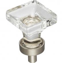 Jeffrey Alexander G140SN - 1'' Overall Length Satin Nickel Square Glass Harlow Cabinet Knob