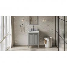 Jeffrey Alexander VKITPER24GRWCR - 24'' Grey Percival Vanity, White Carrara Marble Vanity Top, Undermount Rectangle Bowl