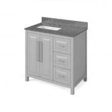 Jeffrey Alexander VKITCAD36GRBOR - 36'' Grey Cade Vanity, left offset, Boulder Vanity Cultured Marble Vanity Top, undermoun