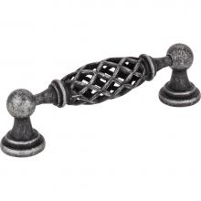 Jeffrey Alexander 749-96B-SIM - 96 mm Center-to-Center Distressed Antique Silver Birdcage Tuscany Cabinet Pull