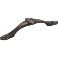 Jeffrey Alexander 959-96ABSB - 96 mm Center-to-Center Antique Brushed Satin Brass Fleur-de-lis Bienville Cabinet Pull