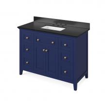 Jeffrey Alexander VKITCHA48BLBGR - 48'' Hale Blue Chatham Vanity, Black Granite Vanity Top, undermount rectangle bowl