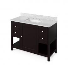 Jeffrey Alexander VKITAST48ESWCR - 48'' Espresso Astoria Vanity, White Carrara Marble Vanity Top, undermount rectangle bowl