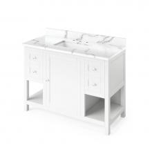 Jeffrey Alexander VKITAST48WHCQR - 48'' White Astoria Vanity, Calacatta Vienna Quartz Vanity Top, undermount rectangle bowl