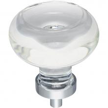 Jeffrey Alexander G120L-PC - 1-3/4'' Diameter Polished Chrome Button Glass Harlow Cabinet Knob