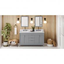 Jeffrey Alexander VN2THE-60-GR-NT - 60'' Grey Theodora Vanity, double bowl