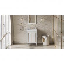 Jeffrey Alexander VKITPER24WHWCR - 24'' White Percival Vanity, White Carrara Marble Vanity Top, Undermount Rectangle Bowl