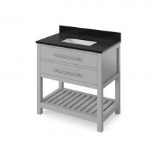 Jeffrey Alexander VKITWAV36GRBGR - 36'' Grey Wavecrest Vanity, Black Granite Vanity Top, undermount rectangle bowl