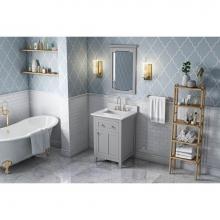 Jeffrey Alexander VKITCHA24GRWCR - 24'' Grey Chatham Vanity, White Carrara Marble Vanity Top, undermount rectangle bowl