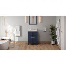 Jeffrey Alexander VKITKAT24BLWCR - 24'' Hale Blue Katara Vanity, White Carrara Marble Vanity Top, Undermount Rectangle Bowl