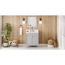 Jeffrey Alexander VKITTHE30GRCQR - 30'' Grey Theodora Vanity, Calacatta Vienna Quartz Vanity Top, Undermount Rectangle Bowl