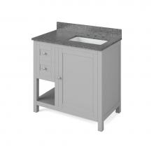 Jeffrey Alexander VKITAST36GRBOR - 36'' Grey Astoria Vanity, right offset, Boulder Cultured Marble Vanity Top, undermount r