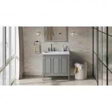 Jeffrey Alexander VN2PER-36-GR-NT - 36'' Grey Percival Vanity, left offset