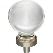 Jeffrey Alexander G130L-SN - 1-3/8'' Diameter Satin Nickel Sphere Glass Harlow Cabinet Knob