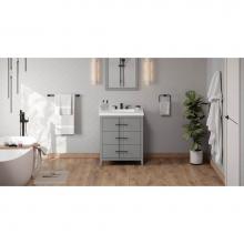 Jeffrey Alexander VKITKAT30GRLAR - 30'' Grey Katara Vanity, Lavante Cultured Marble Vessel Vanity Top, Integrated Rectangle