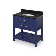 Jeffrey Alexander VKITWAV36BLBGR - 36'' Hale Blue Wavecrest Vanity, Black Granite Vanity Top, undermount rectangle bowl