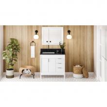 Jeffrey Alexander VKITTHE36WHBGR - 36'' White Theodora Vanity, Left Offset, Black Granite Vanity Top, Undermount Rectangle