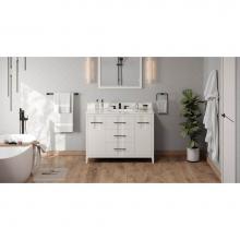 Jeffrey Alexander VKITKAT48WHCQR - 48'' White Katara Vanity, Calacatta Vienna Quartz Vanity Top, Undermount Rectangle Bowl