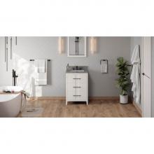 Jeffrey Alexander VKITKAT24WHBOR - 24'' White Katara Vanity, Boulder Cultured Marble Vanity Top, Undermount Rectangle Bowl