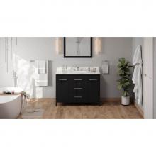 Jeffrey Alexander VKITKAT48BKCQR - 48'' Black Katara Vanity, Calacatta Vienna Quartz Vanity Top, Undermount Rectangle Bowl