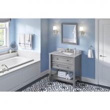 Jeffrey Alexander VKITADL36GRWCR - 36'' Grey Adler Vanity, White Carrara Marble Vanity Top, undermount rectangle bowl