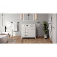 Jeffrey Alexander VKITKAT42WHCQR - 42'' White Katara Vanity, Left Offset, Calacatta Vienna Quartz Vanity Top, Undermount Re