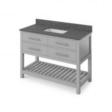 Jeffrey Alexander VKITWAV48GRBOR - 48'' Grey Wavecrest Vanity, Boulder Cultured Marble Vanity Top, undermount rectangle bow