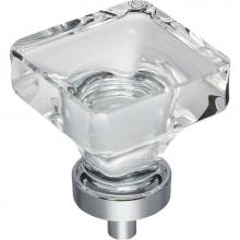 Jeffrey Alexander G140L-PC - 1-3/8'' Overall Length Polished Chrome Square Glass Harlow Cabinet Knob