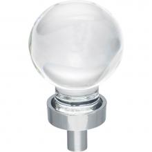 Jeffrey Alexander G130PC - 1-1/16'' Diameter Polished Chrome Sphere Glass Harlow Cabinet Knob