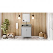 Jeffrey Alexander VKITTHE30GRSGR - 30'' Grey Theodora Vanity, Steel Grey Cultured Marble Vanity Top, Undermount Rectangle B