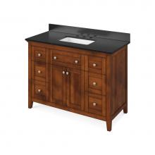 Jeffrey Alexander VKITCHA48CHBGR - 48'' Chocolate Chatham Vanity, Black Granite Vanity Top, undermount rectangle bowl